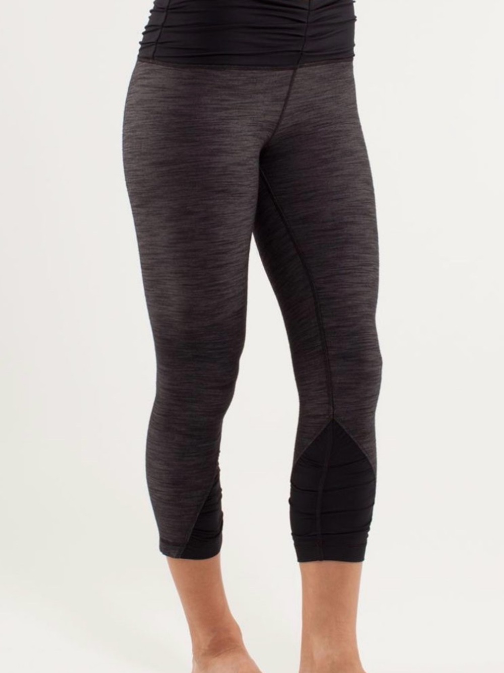 lululemon athletica Black Waistband Dark Gray Capri Leggings